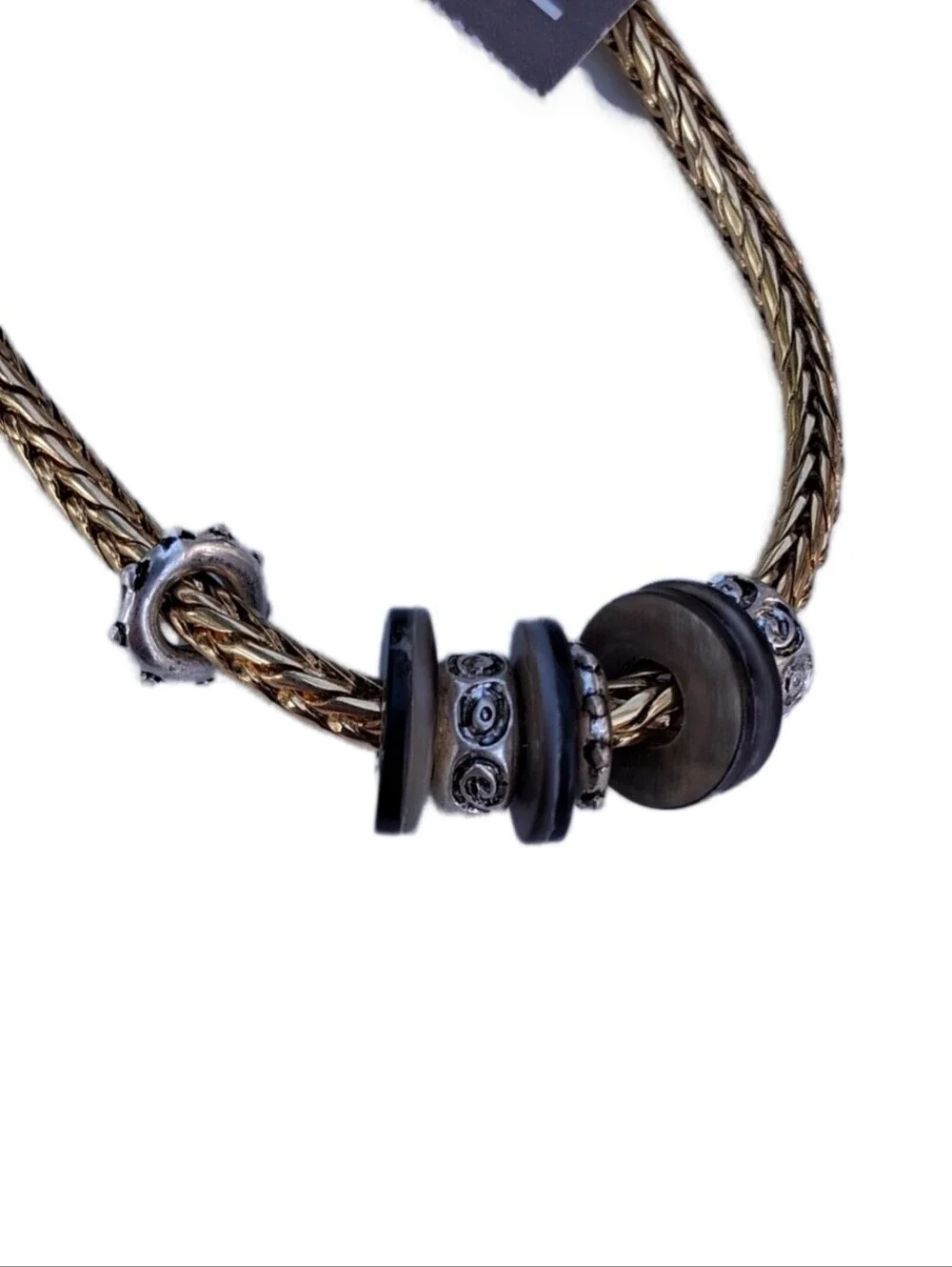 Chicos NWT Two Tone Mixed Metal Slide Charm Bracelet Magnetic Clasp